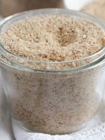 homemade breadcrumbs without the food processor in a small jar.