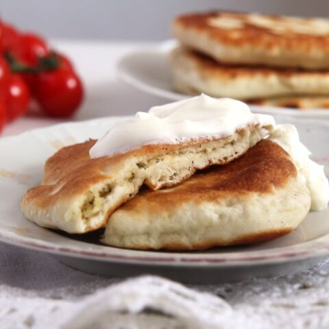 placinta cu branza or romanian cabbage pie on a plate