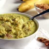 fish banana curry in a large bowl.