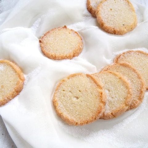 german heidesand cookies on a white cloth