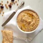 chickpea hummus in a white bowl