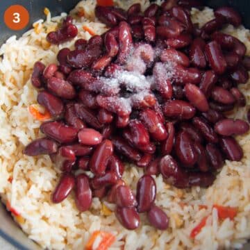 add canned red kidney beans to jamaican rice.