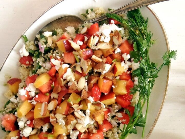 Summer Quinoa Salad With Fruit Strawberries And Feta