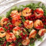 prawn salad with red currant sauce