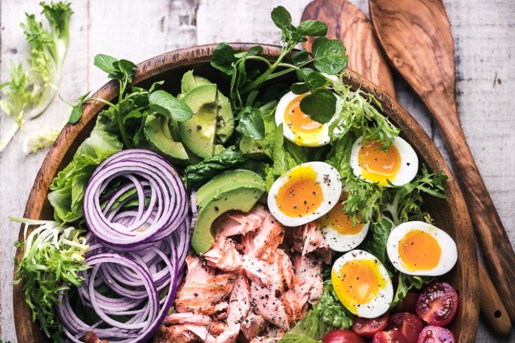 What To Do With Hard Boiled Eggs Salmon Cobb Salad 8502285 March 05 2019 735x490 What To Do With Hard Boiled Eggs