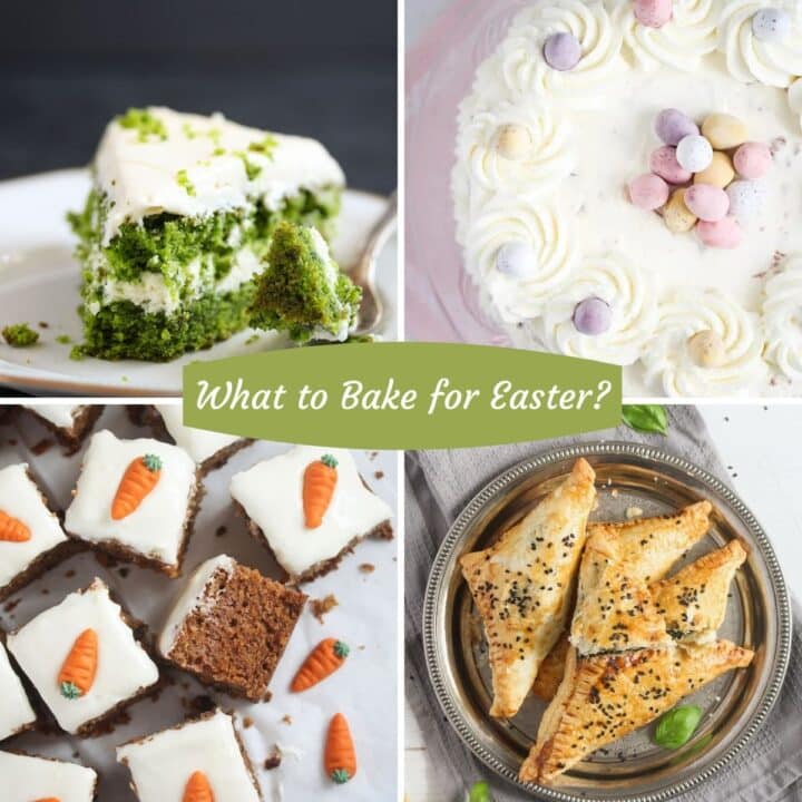 collage of four picture with title for what to bake for easter.