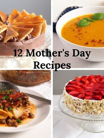 mother's day recipes collage of four pictures.