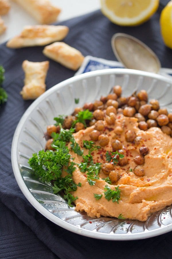 white bean roast pepper chickpea dip