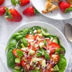 pinterest image with title for strawberry salad with goat cheese.