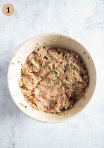 turkey meatball mixture in a bowl.