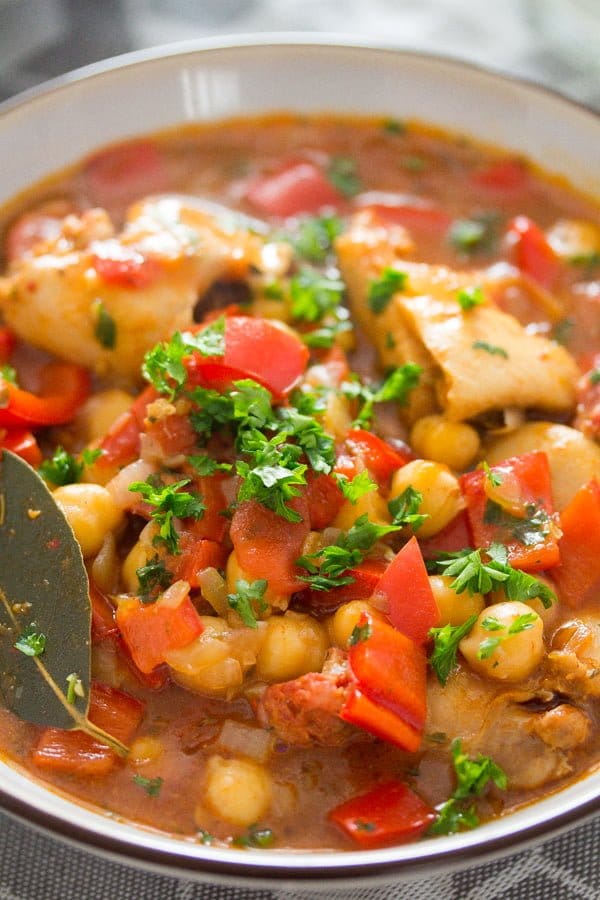 chicken chorizo stew with chickpeas