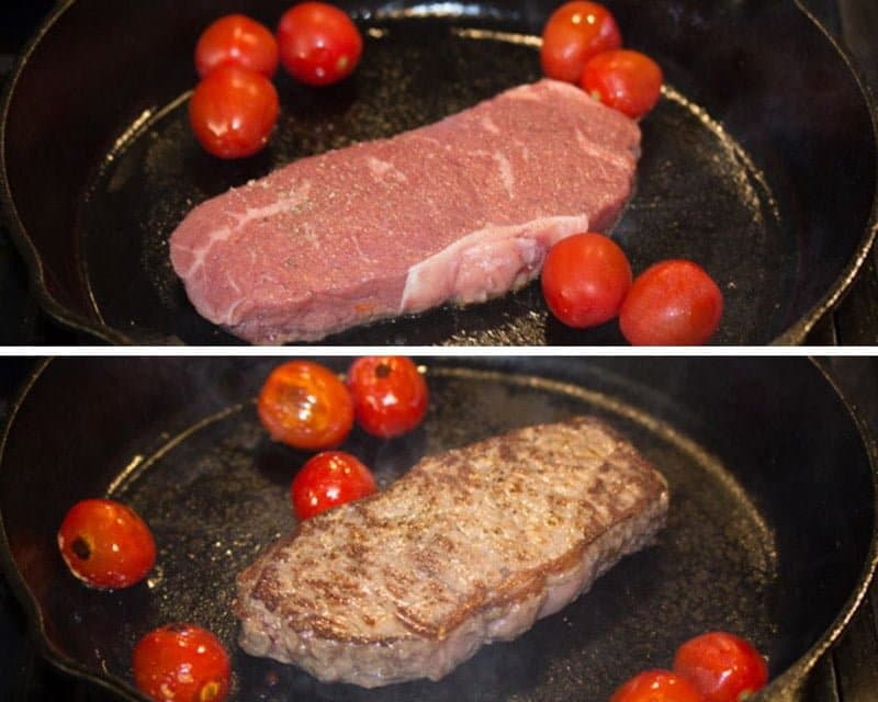 beef tagliata in the pan