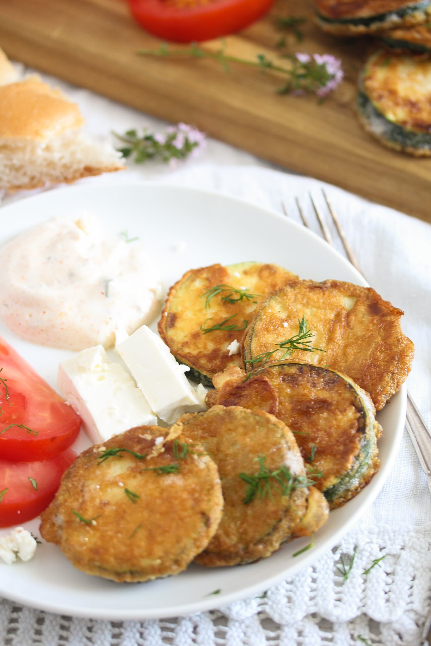 shallow-fried zucchini slices with dip