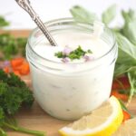 low fat greek yogurt mixed with spices in a jar