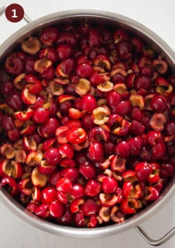 a pot full of pitted cherries needed to make butter.