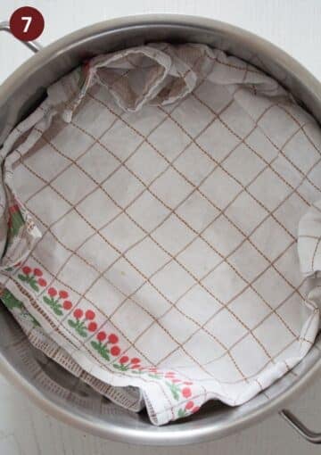 a large pot lined with a kitchen cloth needed with can cherry butter without a canner.