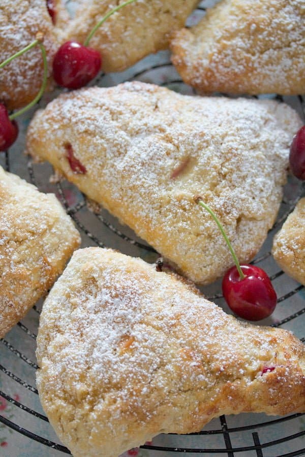 cherry scones with fresh cherries