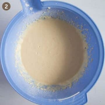 stirred batter for making german cherry dessert in a bowl.