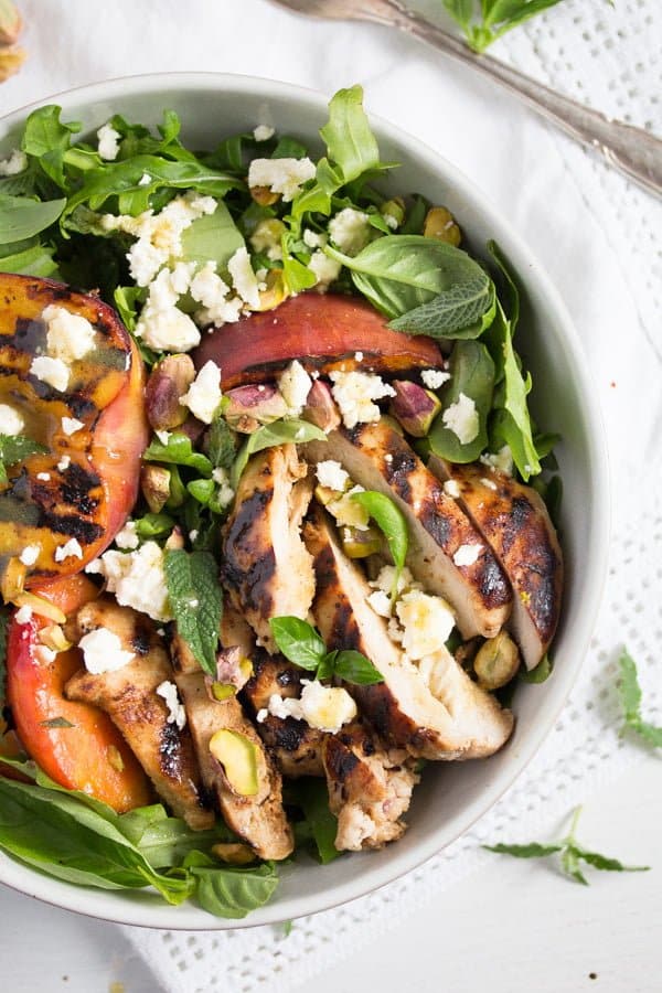 grilled peach salad with chicken