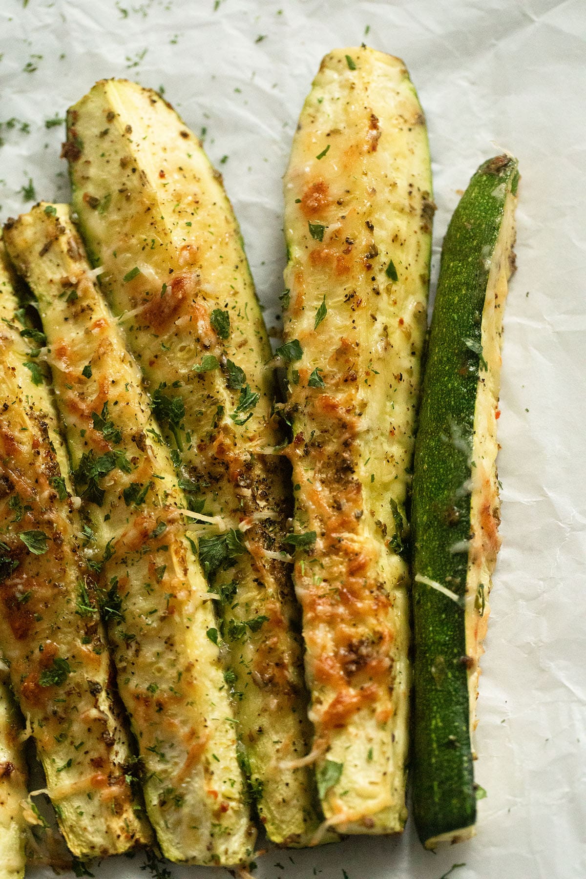 roasted zucchini wedges topped with parmesan. 