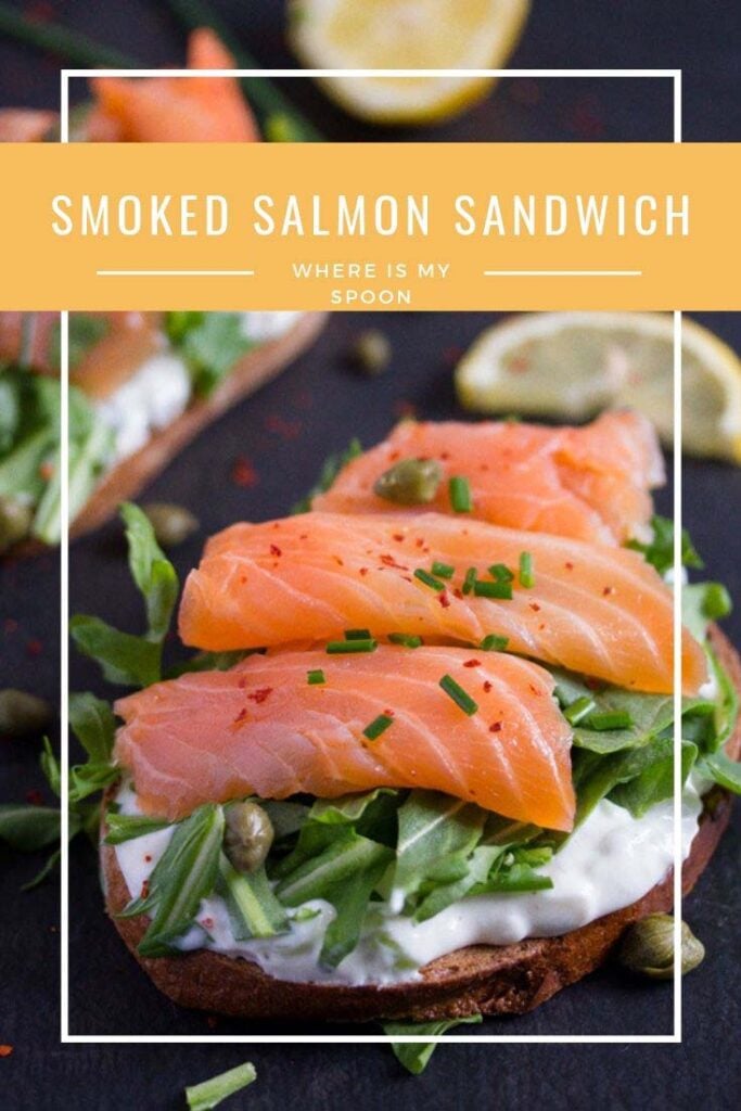 open faced smoked salmon sandwich