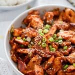 pin image with the title gochujang chicken breast.