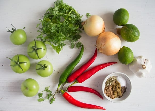 ingredients for green tomato salsa verde