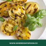 grilled green tomatoes pinterest image with title.