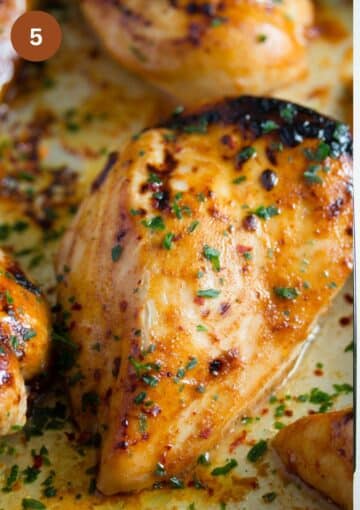 one broiled chicken breast with charred marks.