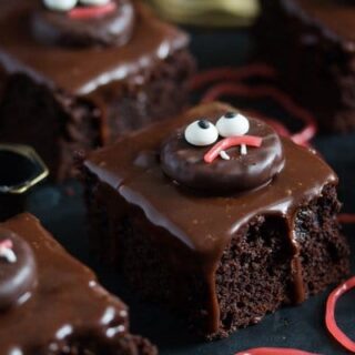 hallloween brownies with cute monster faces