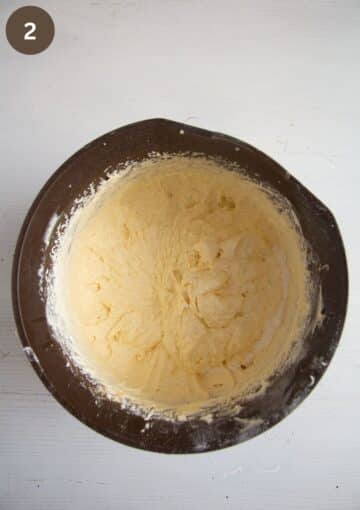 lime cake batter mixed in a large bowl.