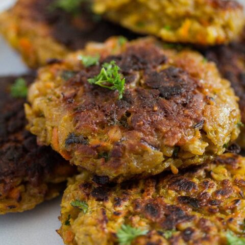 close up otmeal patties on a plate