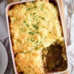 pinterest image with the title potato and cabbage bake.