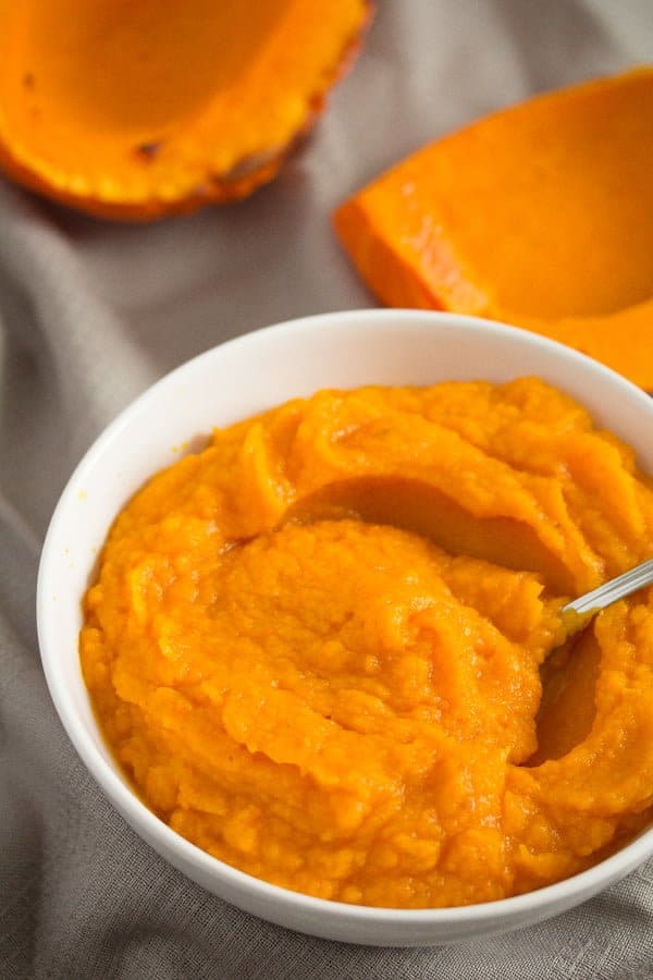 bowl with homemade pumpkin puree