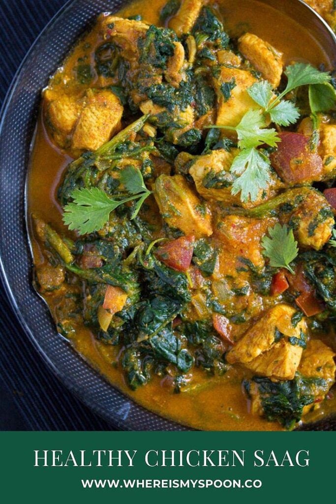 chicken spinach curry in a bowl