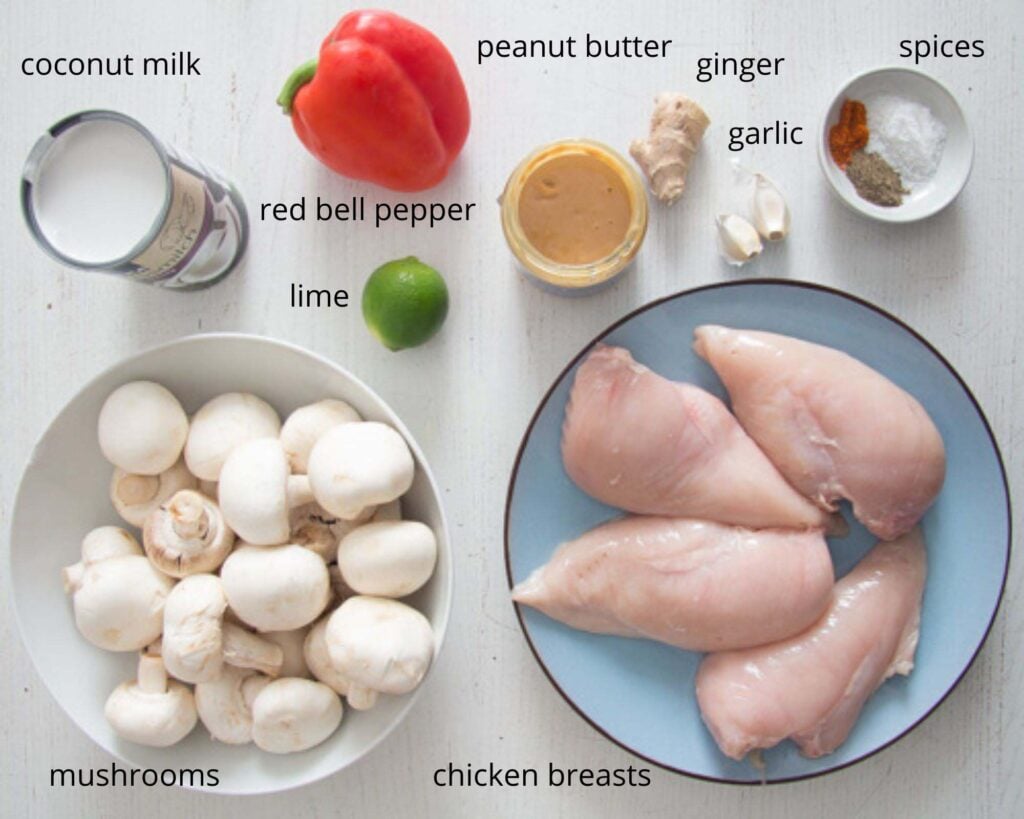 ingredients for peanut butter chicken