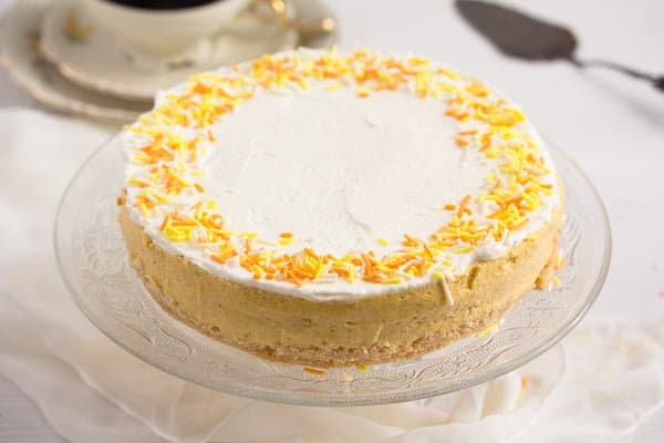 cheesecake with orange sprinkles on top