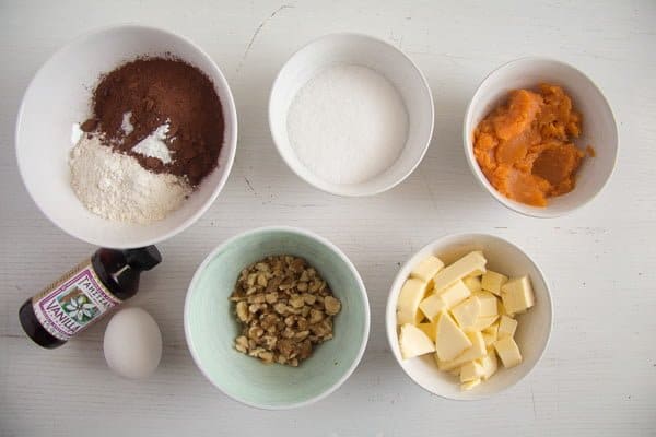 ingredients for sweet potato brownies