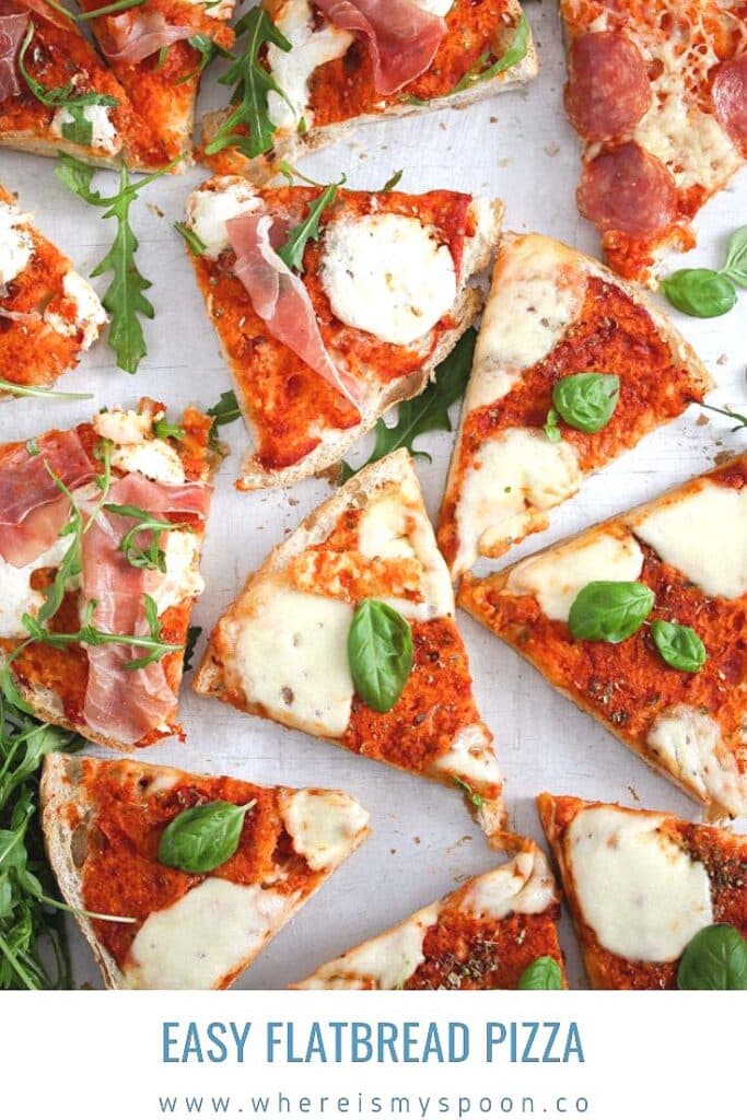 slices of flatbread pizza margherita
