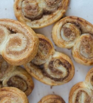 French cookies or palmiers with sugar and cinnamon