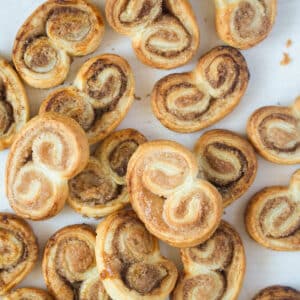 many french heart cookies on the table.