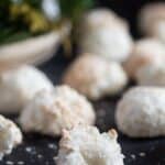 pinterest image with title for german coconut macaroons.