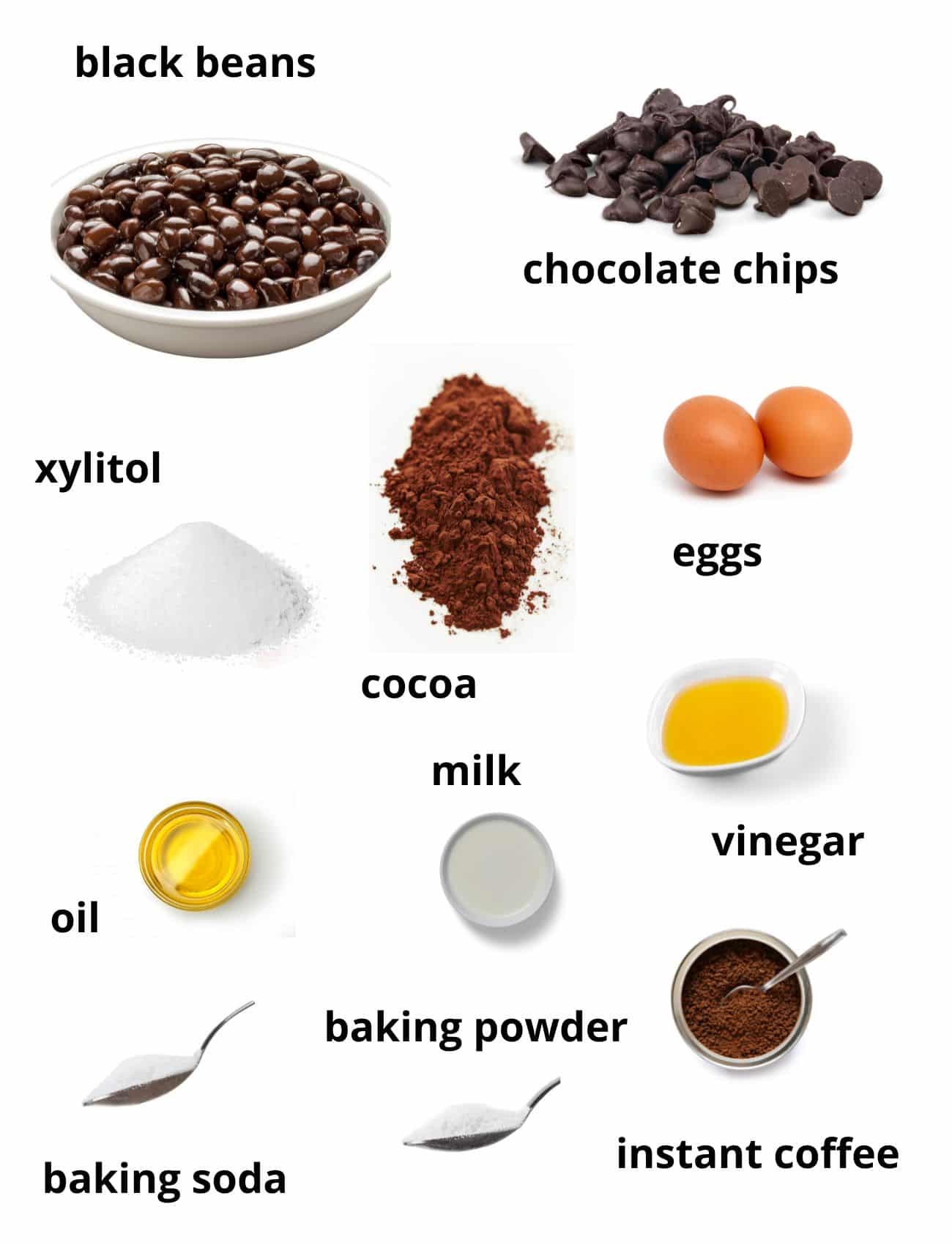 listed ingredients for making low calorie brownies.
