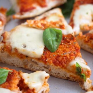 slices of flatbread pizza margherita