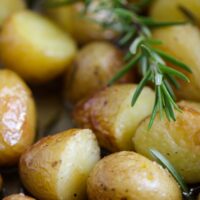 potato confit with rosemary sprig