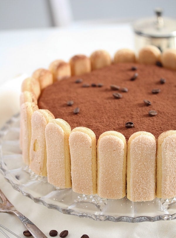 tiramisu cake with mascarpone and ladyfingers