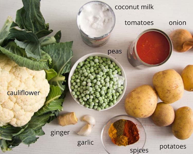 ingredients for cauliflower curry