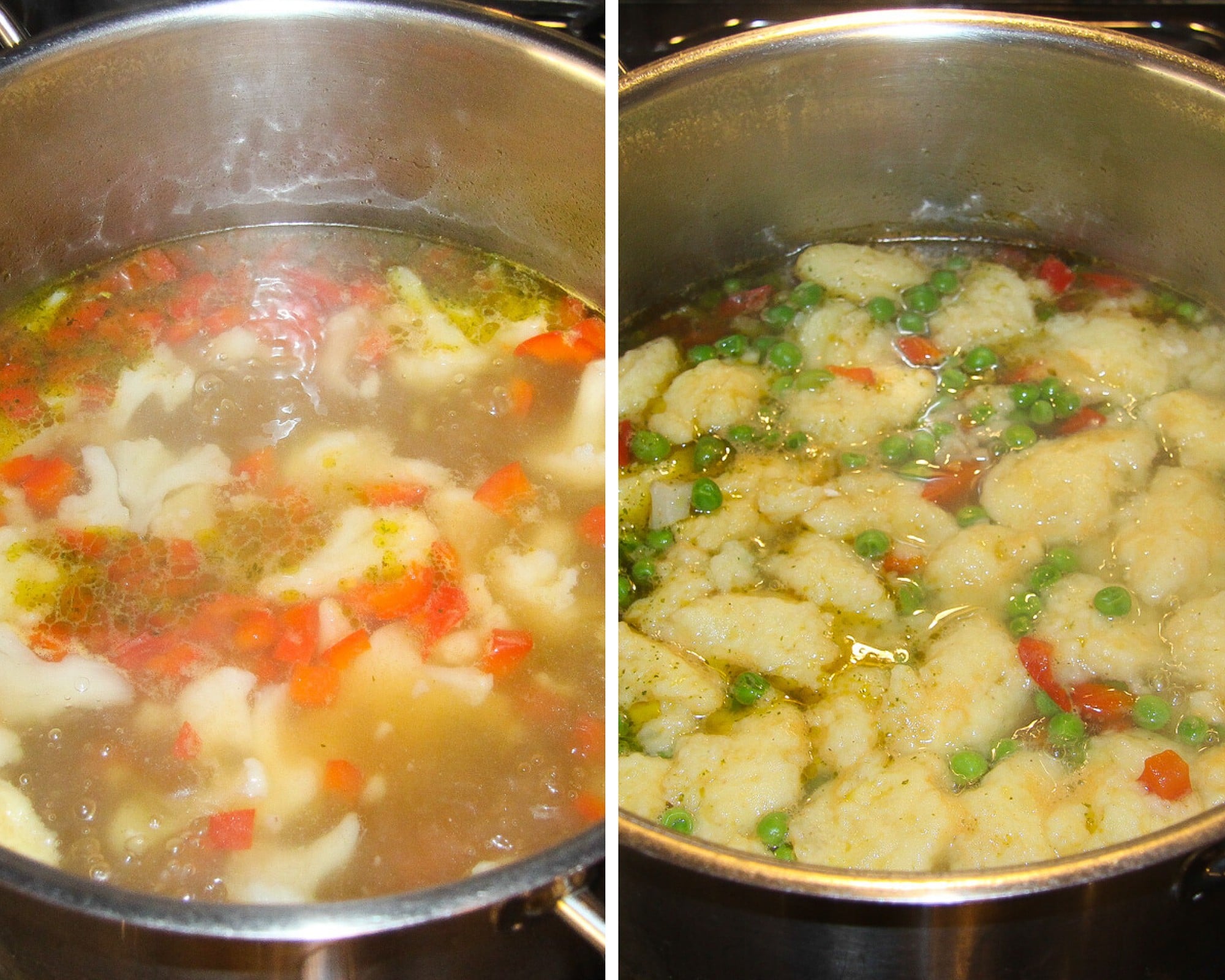 pot of chicken soup with vegetables