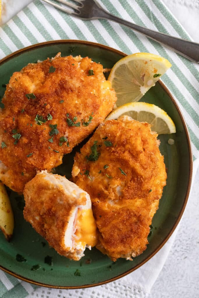 Baked Cordon Bleu Chicken Schnitzel (with Ham and Cheese)