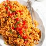 pinterest image with the title bbq rice.